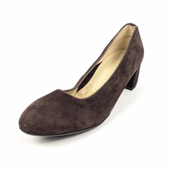 Ara Shoes - Ara Brown Suede Leather Kendall Heeled Pump Size 7